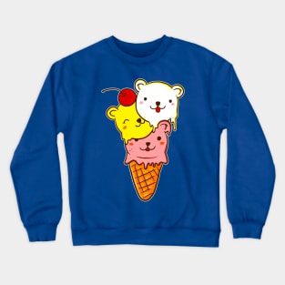 Cute Bears Ice Cream Cone Crewneck Sweatshirt